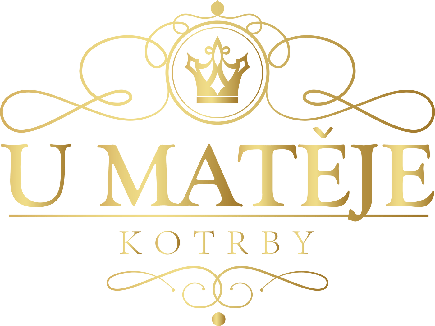 Zlaté logo tradiční české restaurace U Matěje Kotrby